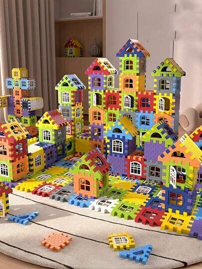 25/50/100pcs Kids Digital Building Blocks Set, Suitable For 6-8 Years Old Children: Creative House Puzzle - Educational STEM Toys For Boys And Girls