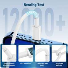 三合一 USB A/Type-C 多功能充电线，磁吸式快充线，兼容 Series Ultra SE/10/9/8/7/6/5/4/3/2/1、17/16/15/14/13/12/11 等型号 - 白色 - 查看 6