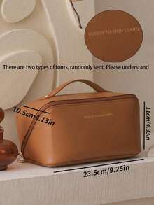 1pc Portable Makeup Storage Bag, Modern Letter Graphic Makeup Storage Bag For Home, Boho Vibes,For Holiday Beach, Bathroom Collection, Bedroom Collection, Large Capacity - Coffee Brown - View 12