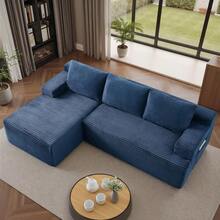 96" Sectional Couches For Living Room Fluffy Cloud Couch Sofa With Deep Seat Upholstered Boneless Couchs Modern Modular Sectional Couch With Chaise - 藍色 - 查看 8