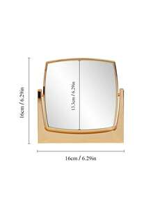 CHANEL Reversible Gold-Framed Double-Sided Mirror. Square Makeup Mirror. Portable Desktop Makeup Mirror. Luxurious And High-End. - Gold - View 3