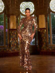 Faeriesty Đầm dạ hội dài thướt tha đính sequin sang trọng với đường xẻ cao – Chiếc đầm ôm sát lấp lánh dành cho thảm đỏ, các sự kiện trang trọng, tiệc tùng cao cấp và trang phục đón năm mới, đám cưới mùa xuân. - Rỉ Nâu - Xem 5