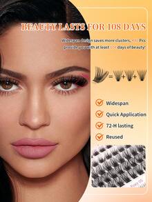 Kit de extensiones de pestañas en racimos D Curl de 485 piezas, racimos de pestañas wispy para un aspecto natural de 10-18 mm, 30D-40D, para un look natural DIY