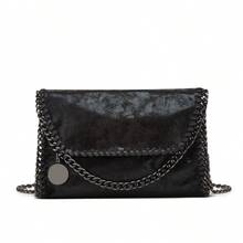 [Daily Comfort]1 Piece Women's Black Shoulder Chain Crossbody Bag - Soft Handwoven Polyester Fiber, Zipper Closure, Fashionable And Versatile, Suitable For Daily Use, Multifunctional Crossbody Bag | Minimalist Handbag | Soft Polyester Bag, Small Crossbody Bag - 黑色槍金屬鏈 - 查看 11