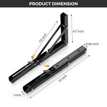 折叠式置物架支架，最大承重220磅，重型DIY壁挂式置物架支架，节省空间，适用于桌子、工作台（2个装） - 黑色 - 查看 10
