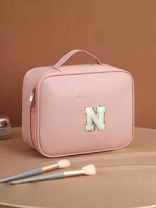 大容量双层化妆包，信封式化妆包，PU皮革防水化妆包，化妆品收纳包，轻便洗漱化妆包，带隔层的大容量洗漱包 - 粉色 - 查看 20