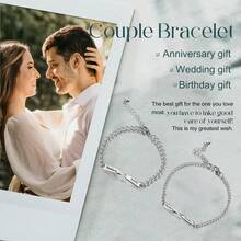 个性化不锈钢情侣DIY刻字手链，男女通用定制无限符号手链，可定制姓名和日期，情侣珠宝周年纪念礼物，重要节日礼物 | 情人节/周年纪念日完美之选 | 简约时尚的腕间配饰，适合日常佩戴和特殊场合，周年纪念日、纪念日、生日等，送给他的/她的礼物 | 独一无二的个性化配饰