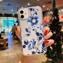 Una funda transparente para teléfonoóvil con diseño de flor azul, que presenta un gran orificio, diseñpara varios modelos de, incluyendo las versiones 17, 16, 15, 14, 13, 12 Pro y Plus.Esta funda linda y suave perfecta para chicas y ofrece protección anti-caída. 17 17promax - transparente - Ver 6