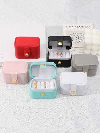 3/1 st bärbar mini-ringlåda, ett smyckeskrin för kvinnor, ett PU-läderhalsbands- och smyckeskrin, en minimalistisk smyckesförvaringslåda för hemmet, en reseförvaringslåda, en utsökt och kompakt stil, en förvaringslåda som kan förvara örhängen och smycken, en förvaringslåda speciellt för örhängen, en multifunktionell förvaringslåda för örhängen