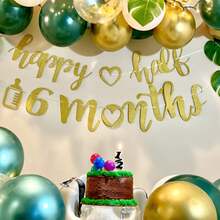 36pcs/Green Gold Balloons Set - 10/12 Inch Metallic Dark Green & Gold Balloons With Ribbons For Birthday, Baby Shower, Jungle Party - Multicolor - View 7