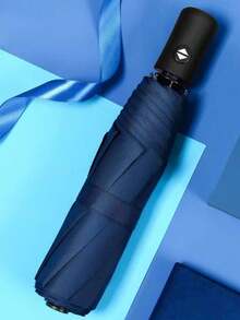 1pc Fully Automatic Folding Travel Umbrella, Rainproof And Windproof, Solid Color, Spring Summer Picks, Brides Maid Gifts, Room, Bedroom Decor, Bedroom Decor, Beach, Travel, For Men, For Women, Vacation,Women's Day,Travel Essentials,Wedding Favours,Y2k,Bedroom,Car Accessories Women,Kitchen Decor - Navy Blue - View 1