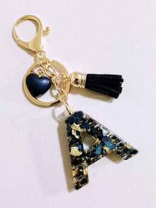 26款可选红色环氧树脂字母钥匙扣，可爱爱心流苏钥匙扣，时尚包包配饰钱包吊坠挂件，派对小礼物，送给朋友的合适礼物 - 黑色 - 查看 13