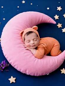 Newborn Moon Pillow, Baby Photography Props For Milestone Shoots, Infant Moon Pillow Cushion, Professional Newborn Photography Props/Baby Bed Soothing Mat - 彩色 - 查看 9