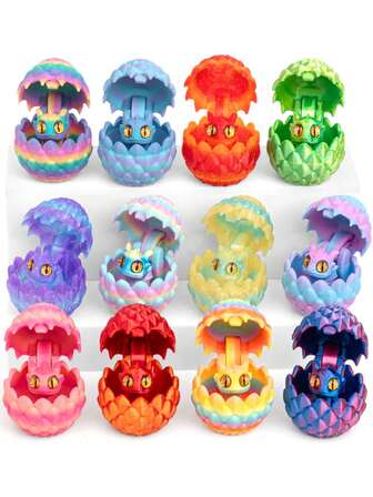 1pc 3D Printed Flip Cover Dragon Egg Set, Cute And Realistic Dragon Model, Colorful Dragon Egg Decoration, Creative Toy Model Desktop Decoration, Handicraft Gift, Suitable As Festival Gift, Birthday Party Gift, Christmas Gift, Is An Excellent Gift