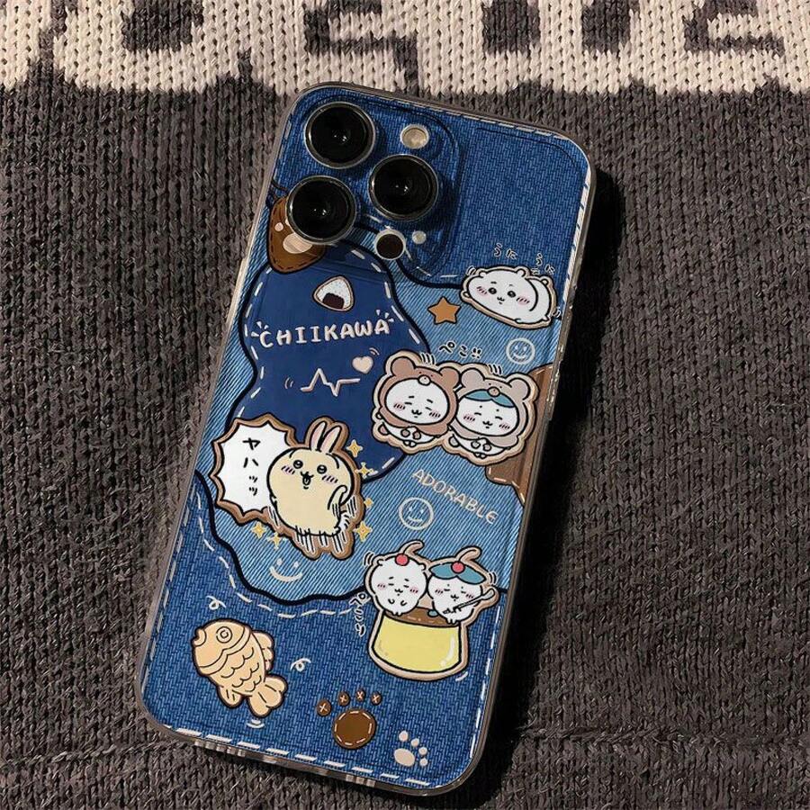 Cute Cartoon Fashion Denim Chikawa Space Phone Case For IPhone 17/16/15/14/13/12/11/Air/Pro/ProMax Galaxy S22/S23/S24/S25 Plus Fe Ultra, Highly Popular Funny And Interesting Patterns, Cute Characters, Classic Fashion Phone Case, Shockproof, Anti-Fingerprint, Durable Phone Case - Trộn màu - Xem 1