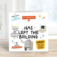 Funny Retirement Card, Congrats New Job, Left The Building, Funny Card For Colleague, Funny Office Retirement Greeting - Multicolor - View 6