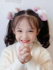 5pcs Cute Plush Rabbit Ear Hair Scrunchies, Random Colors - Multicolor - View 3