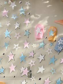 1 miếng dán móng tay hình ngũ giác màu bạc dễ thương, hình ngôi sao dễ thương, phong cách tối giản, nghệ thuật làm móng 5D, tinh nghịch, thanh lịch, tự dính cho móng tay nữ, làm móng tự làm sang trọng - Nhiều màu - Xem 4