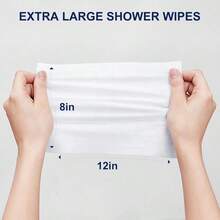 Extra Large 8 X 10 Thick Aloe Shower Wipes For Adults - Rinse-Free Body Cleansing Wipes Ideal For Elderly Care Camping Hiking Gym And Travel Use No Rinse Needed Unscented 24 Count - 無香型 - 查看 4