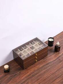 1个，奢华黑胡桃木首饰盒，三层木质首饰收纳盒，抽屉式首饰盒，透明亚克力首饰收纳盒，经典风格，可收纳耳环、戒指、项链、手链、吊坠等首饰，浴室收纳盒，桌面抽屉式收纳盒，可堆叠收纳盒，优雅奢华展示包装盒 - 木製3層壓克力 - 查看 16