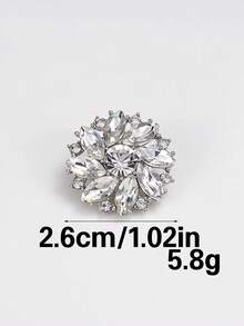 4颗镶嵌水晶水钻的奢华金属花朵纽扣 - 优雅花卉设计，闪耀水晶点缀，完美适用于皮草大衣、婚纱、西装、制服、花束、婚纱礼服纽扣 | 精致纽扣设计 | 水晶装饰