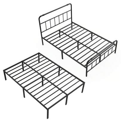 Bed Frame 90x200/140x200/160x200 Cm, Metal Bed, Guest Bed, Youth Bed For Bedroom, Double/Single Bed, Black