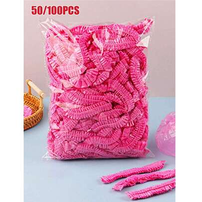 50/100 piezas Gorros de ducha desechables, gorros de plástico transparentes para el cabello, gorros de ducha impermeables para damas, accesorios esenciales de hotel y viaje, productos para acondicionamiento profundo y limpieza, decoración del baño del hogar, decoración de otoño, temporada de regreso a clases