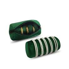 Velvet Bangle & Bracelet Organizers And Storage Small Jewelry Travel Organizer Roll, Compact Jewelry Case For Bangles, Bracelets, Watches(Green),Green - Green - 查看 7