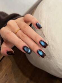 MISS SHAKA 10毫升秋冬美甲琥珀蓝棕色浅水晶玻璃珠猫眼凝胶指甲油美甲沙龙家用DIY超闪美白流行美甲用品 - 彩色 - 查看 3