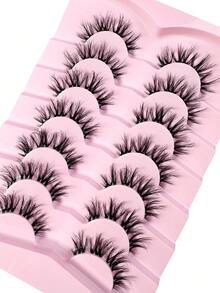 7 Pairs Luxury Fluffy False Eyelashes - Dense & Lengthening, 3D Lash Effect, Comfortable & Transparent, Reusable, Soft & Lightweight, Faux Mink Lash Strips For Alluring Eye Makeup - Cat eye Lashes - View 5