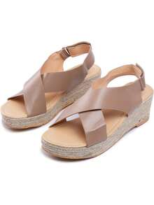 Platform Sandals For Women, Summer Women's Thick-Soled Roman Sandals Retro Wedge Espadrilles Slip On Casual Beach Shoes - 棕色 - 查看 5