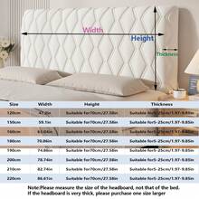 1件几何图案绗缝软垫床头板套，纯色加厚绒面全包式床头板套，弹性背衬，倚靠舒适，简约优雅，质地柔软顺滑，经久耐用，防缩水，防碰撞，适用于各种床头板形状，可拆卸机洗