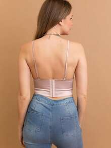 Satin Glow Longline Bralette – Effortless Elegance - 臉紅 - 查看 3