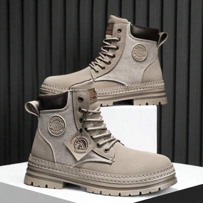 Botas altas con cordones negras para hombre, antideslizantes, adecuadas para otoño/invierno, tallas 39-48