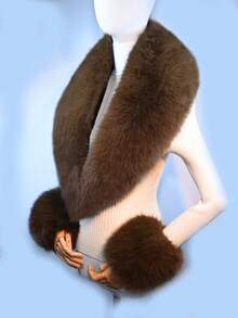 1pc Soft & Cozy Double-Layer Faux Fur Shawl, Handmade Original Design, Warm Cloak, Bridal Wedding Dress Accessory For Women In Winter