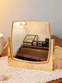 CHANEL Reversible Gold-Framed Double-Sided Mirror. Square Makeup Mirror. Portable Desktop Makeup Mirror. Luxurious And High-End. - Gold - View 7