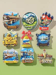 1 szt. magnes na lodówkę Szwajcaria, naklejka magnetyczna 3D, pamiątka z podróży, wystrój domu - Wielokolorowe - Zobacz 3