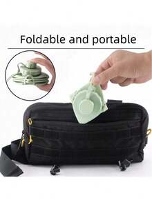 1pc 600ml Silicone Folding Bottle Adult Portable Reusable Plastic Cups Outdoor Travel Gym Water Bottle Motivational Drinking Bottle - 粉色 - 查看 3