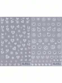 2pcs 3D Airbrush Heart Nail Stickers, Valentine's Day White Heart Star Nail Art Decals, Elegant Decoration Tips, DIY Manicure Accessories Tools, Nail Supplies Nails - White - View 8