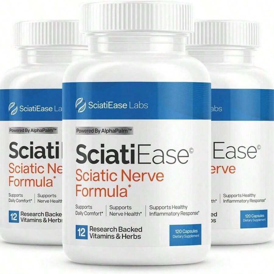 SciatiEase Sciatic Nerve Health Formula - AlphaPalm Pea, B Complex & 300mg Alpha Lipoic Acid |   USA Manufactured, GMP, Dairy Free - Pack Of 3 - 查看 1