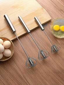 Rotating Semi-Automatic Eggbeater, Stainless Steel Eggbeater,Egg Scrambler,Hand Mixer, Allows You To Stir Easily Without Feeling Tired, Used For Making Cream Of Egg Beater