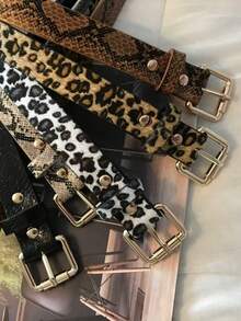 1pc Leopard Print Belt, Women's New Casual Versatile Fashion Personalized Student Skirt/Pants Decorative Belt, Y2K Style