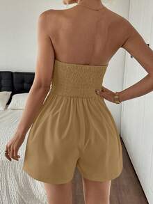 Women's Elegant Solid Color Jumpsuit, Suitable For Daily Shopping, Afternoon Tea, Light Parties And Other Occasions Summer - Khaki - View 2