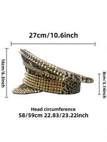 1 pieza Gorra de capitán con brillos de estilo steampunk con rhinestones para mujeres y hombres, gorra militar, adecuada para despedida de soltera, cosplay, Navidad, carnaval, bar, despedida de soltero, accesorio cálido