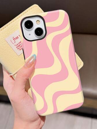 1 pieza Estuche de teléfono duro protector artístico con patrón de onda de agua brillante, apto para Samsung/ 11/12/13/14/15/16/17 Pro Max