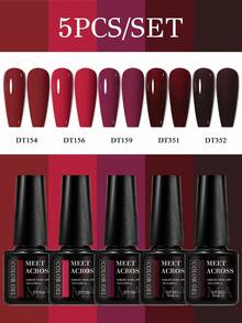 MEET ACROSS 5支装酒红色凝胶指甲油套装，持久耐用，不含铅、HEMA和TPO，7毫升半永久可卸UV凝胶指甲油，适用于圣诞美甲、DIY美甲设计，可用于各种装饰，美甲沙龙和家庭美甲用品套装。 - 彩色 - 查看 12
