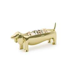 Dachsie Ring Holder - Holds Up To 10 Rings, Polished Metal Finish, Velvet-Padded Base, Jewelry Organizer For Dog Lovers - Gold - View 2