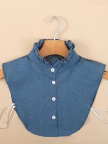 1 buah Kemeja Kasual Denim Wanita dengan Kerah yang Dapat Dilepas, Kerah Tegak, Kerah Berumbai, Aksesori Kemeja dengan Kerah yang Dapat Dilepas - Kerah palsu denim - View 15