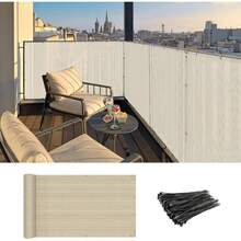 Opaque Privacy Fence, Waterproof Balcony Privacy Screen Cover - UV Protection, Suitable For Apartment Railings, Outdoor Patios, Platforms, Porches (Beige) - Beige - View 3