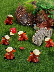 100/50/20/10/1件装迷你高地牛摆件，可爱树脂动物雕塑，3D微缩景观，适用于DIY工艺品、蛋糕装饰、办公室、花园、书桌、派对和桌面装饰、室内/室外展示、秋季家居装饰、圣诞节和新年礼物、日常收藏、节日装饰、派对礼品 - 彩色 - 查看 2